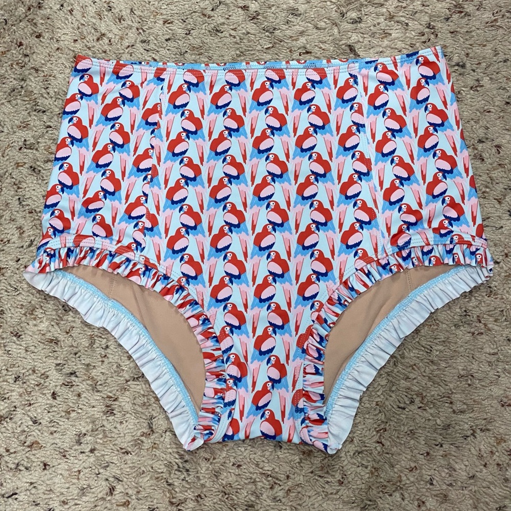 Kortni Jeane Parrots ruffle swim bottoms
